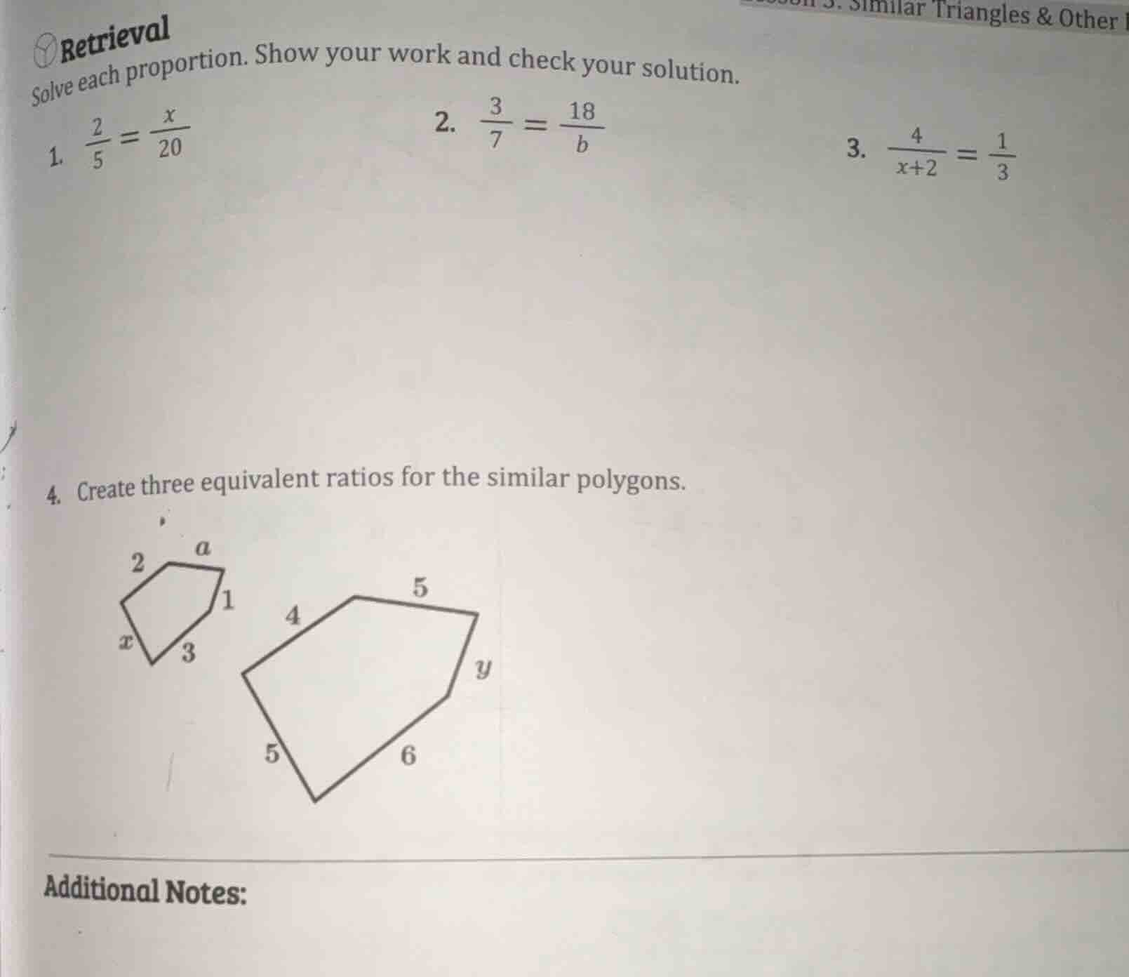 retrieval solve each proportion. show your work and check your solution…