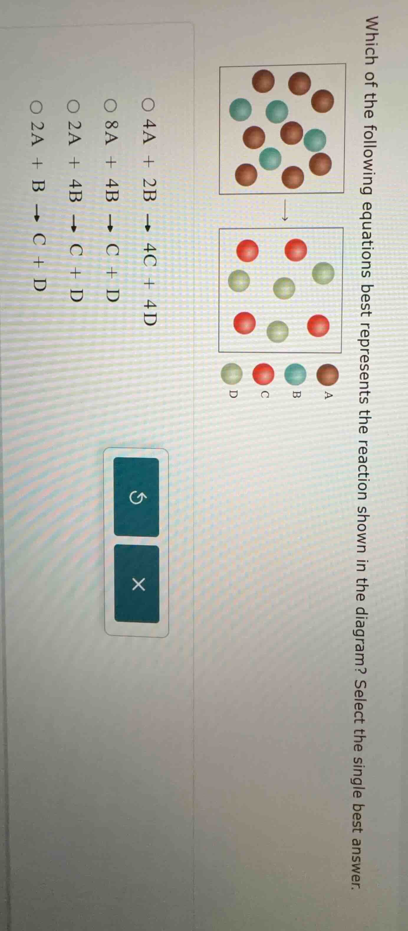 which of the following equations best represents the reaction shown in …