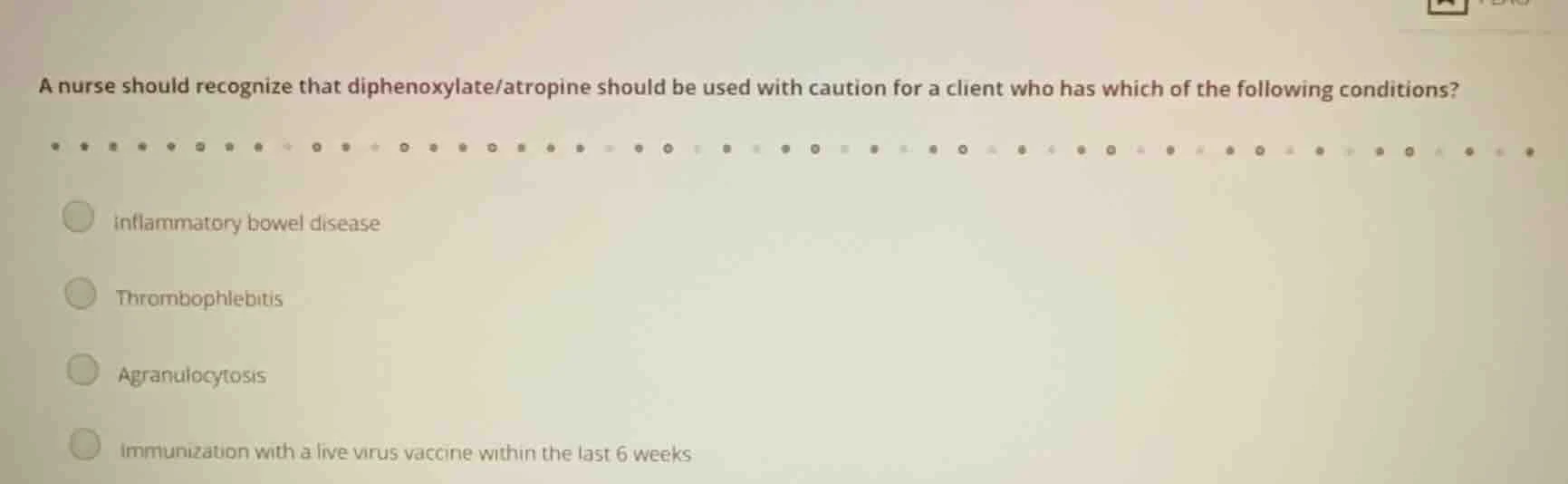 a nurse should recognize that diphenoxylate/atropine should be used wit…