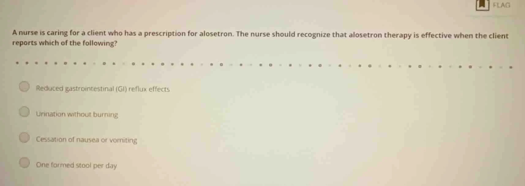 a nurse is caring for a client who has a prescription for alosetron. th…