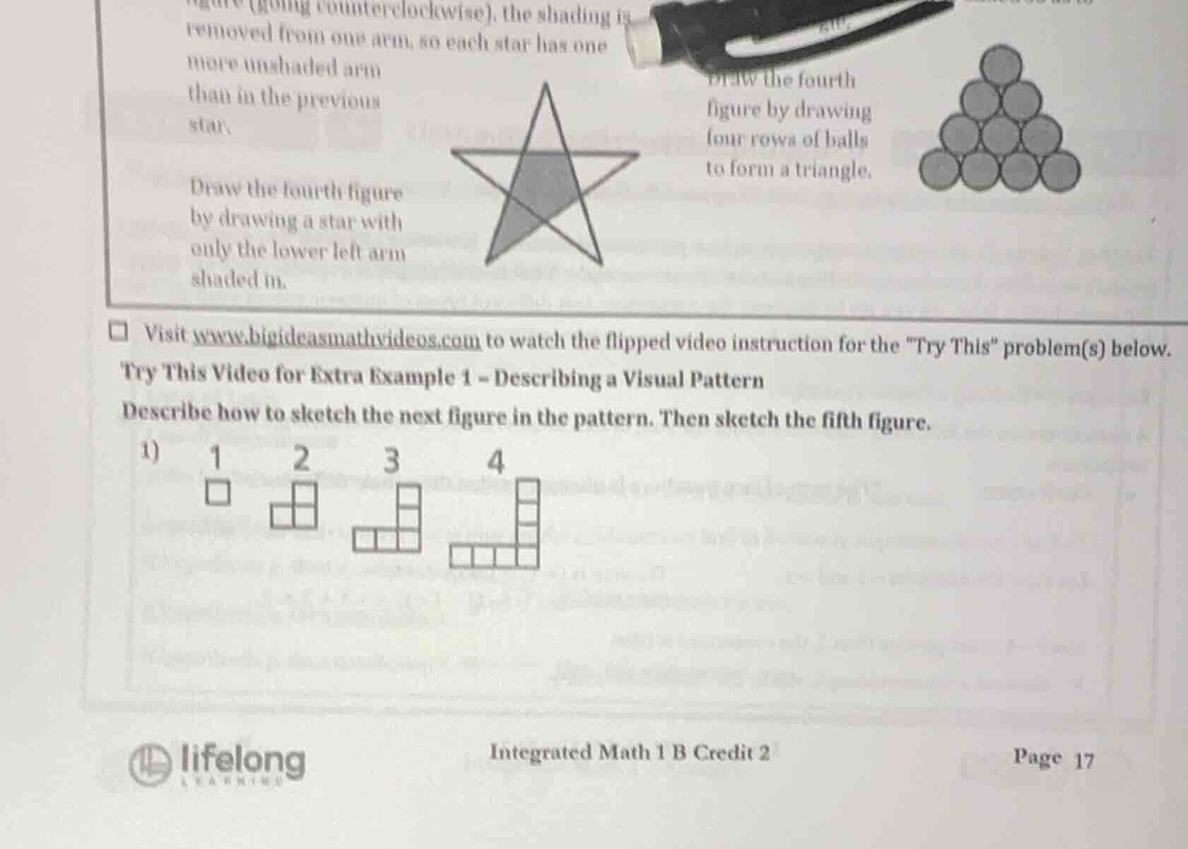 removed from one arm, so each star has one more unshaded arm than in th…