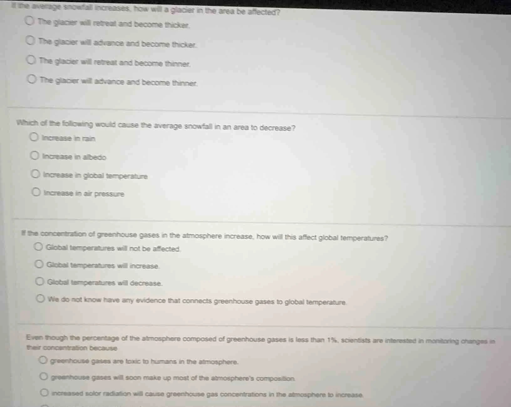 if the average snowfall increases, how will a glacier in the area be af…