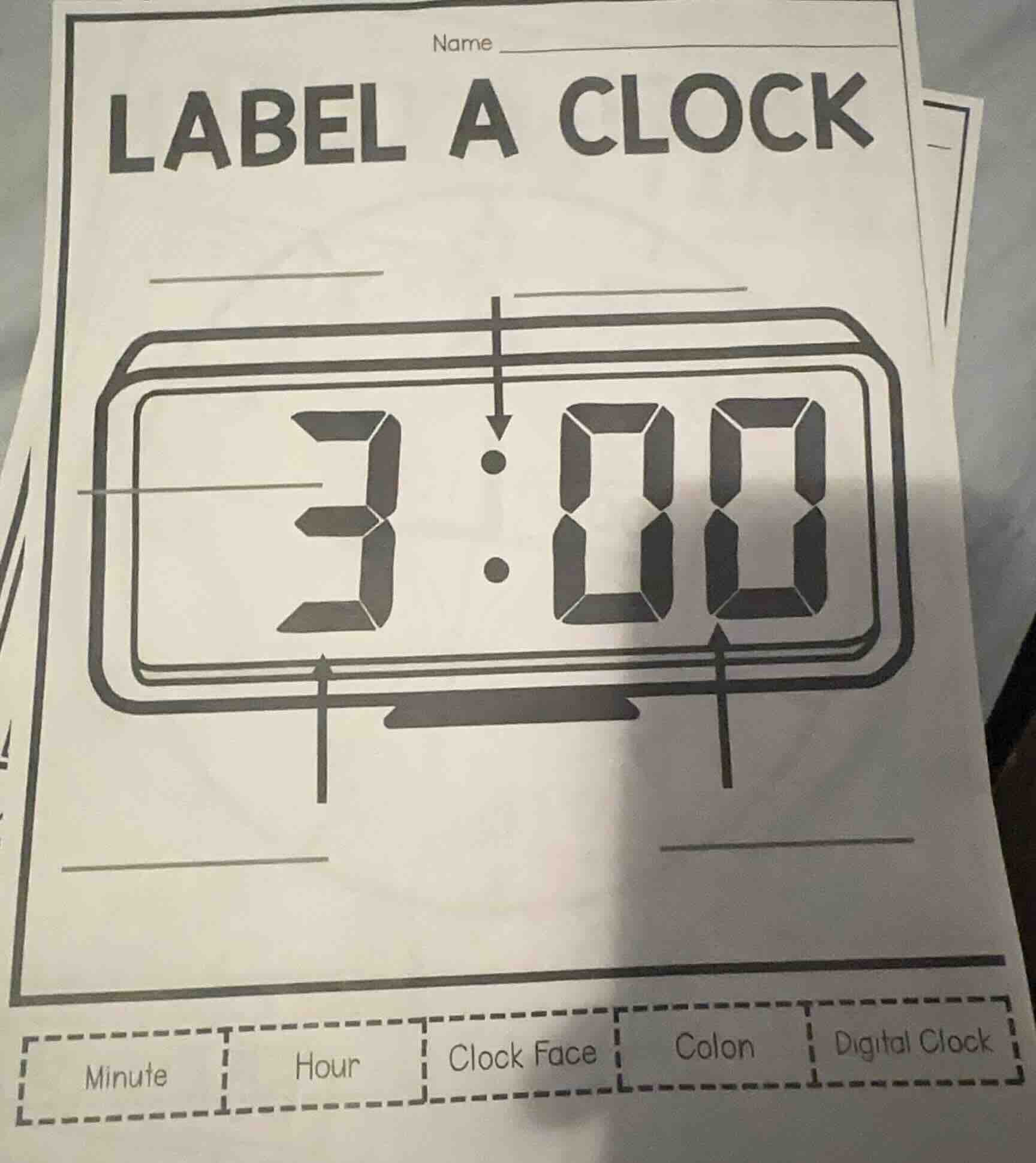 name label a clock minute hour clock face colon digital clock