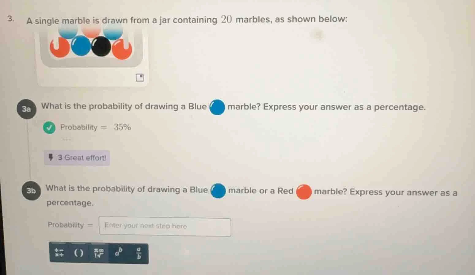 3. a single marble is drawn from a jar containing 20 marbles, as shown …
