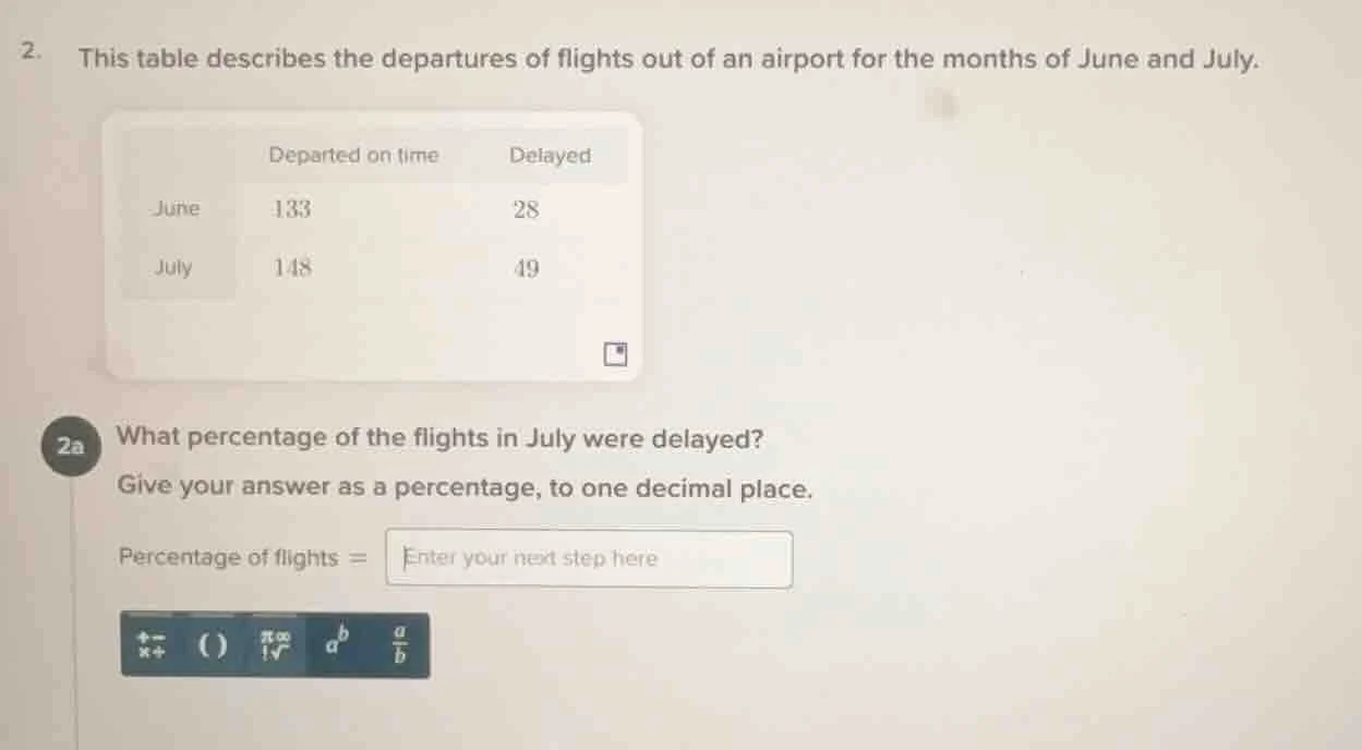 2. this table describes the departures of flights out of an airport for…