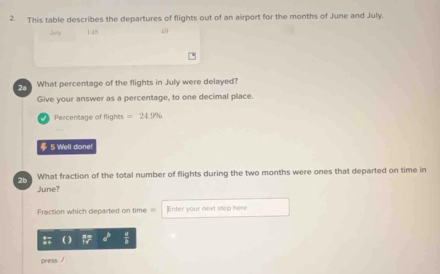 2. this table describes the departures of flights out of an airport for…