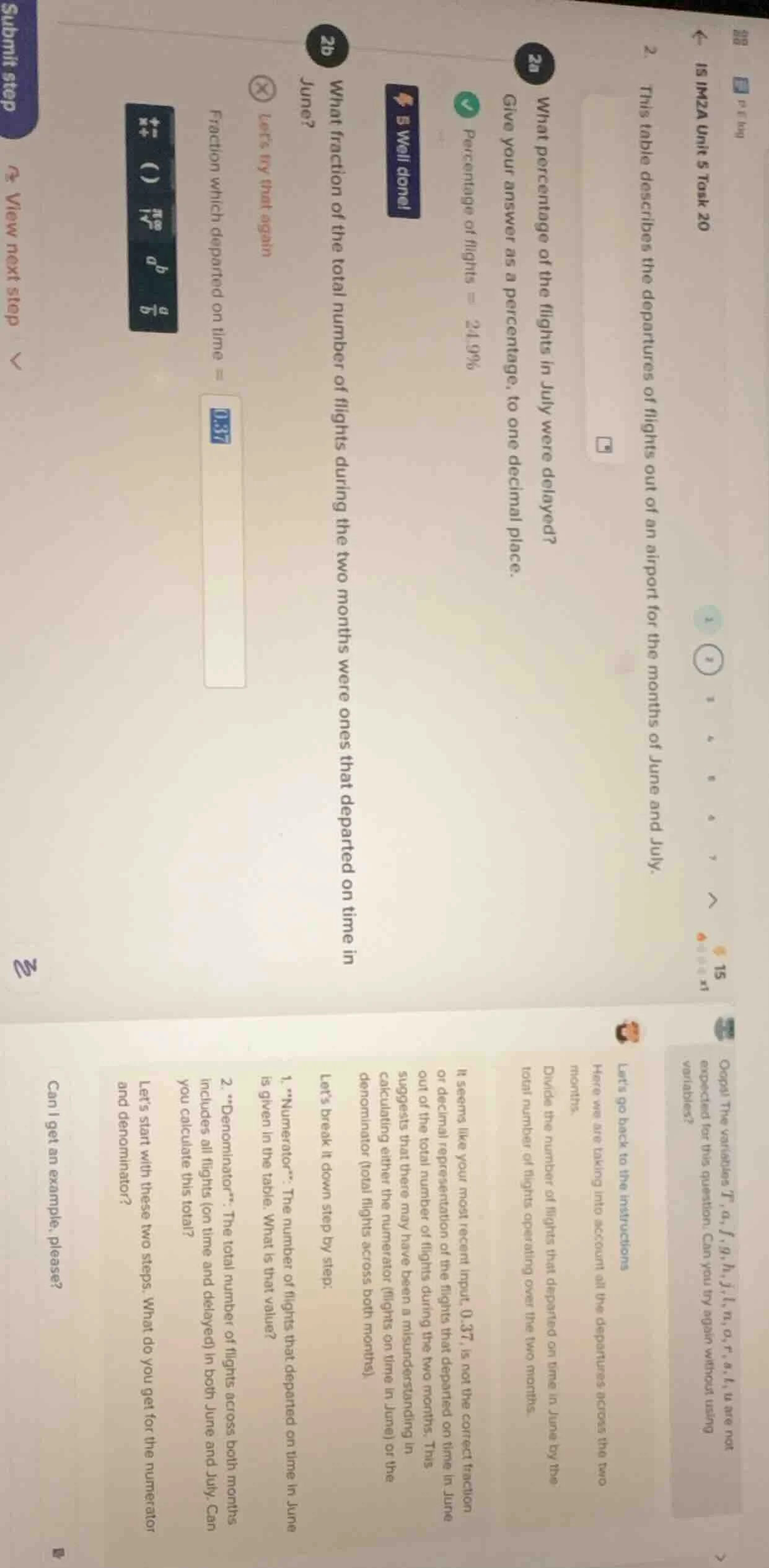 is im2a unit 5 task 20 2. this table describes the departures of flight…