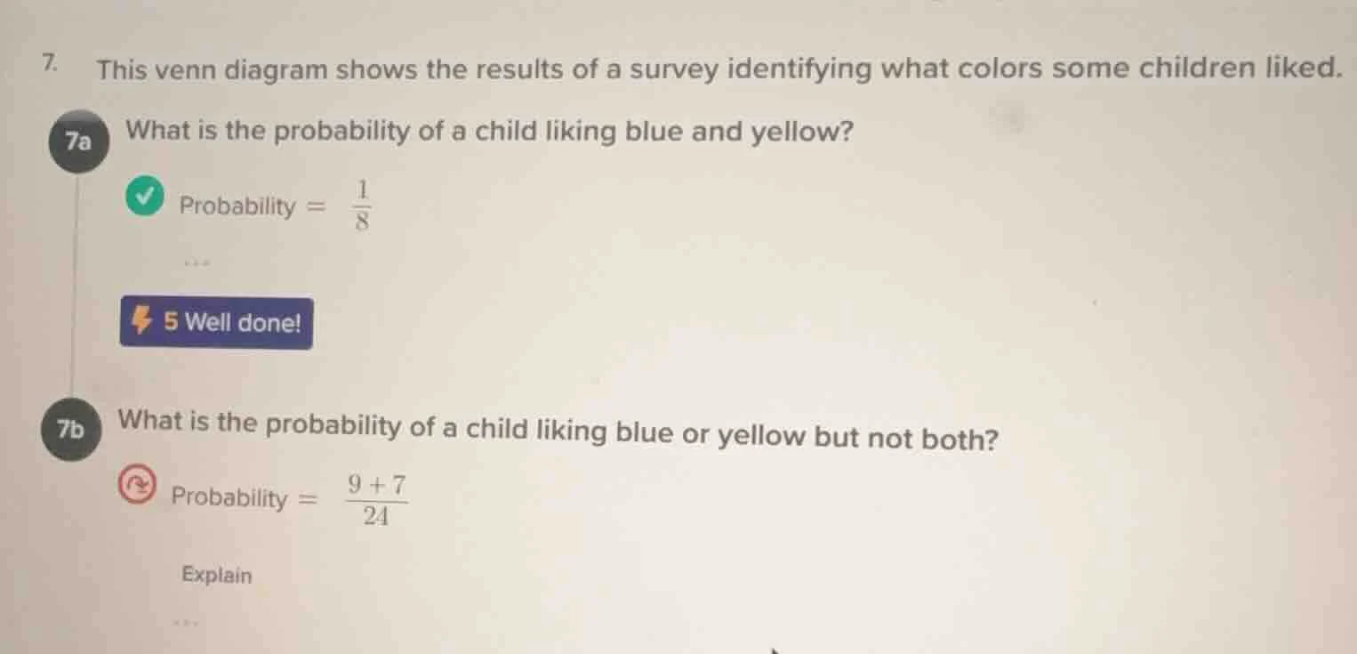 7. this venn diagram shows the results of a survey identifying what col…