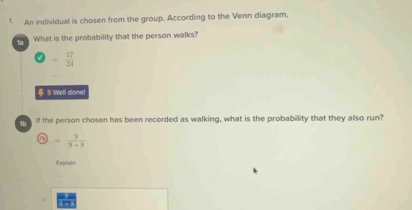 1. an individual is chosen from the group. according to the venn diagra…