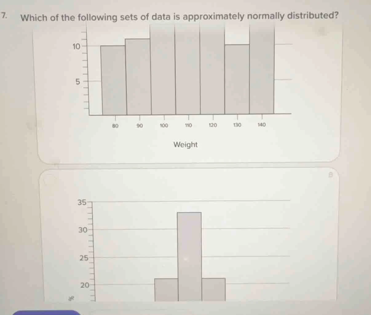 7. which of the following sets of data is approximately normally distri…
