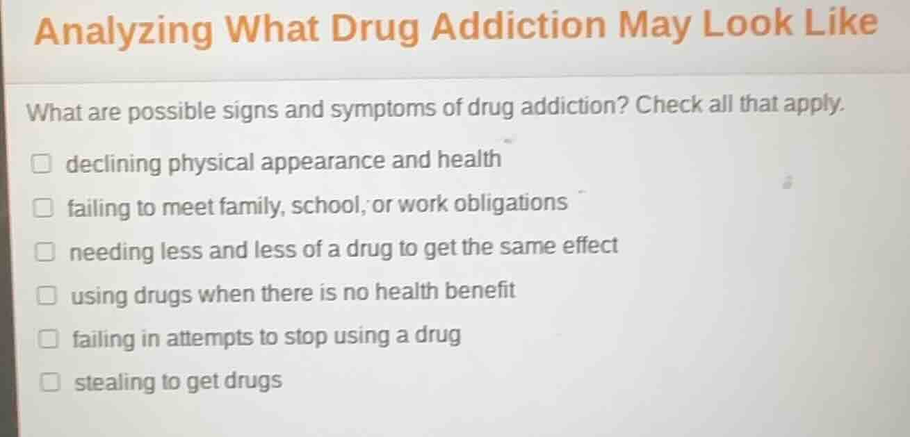 analyzing what drug addiction may look like what are possible signs and…
