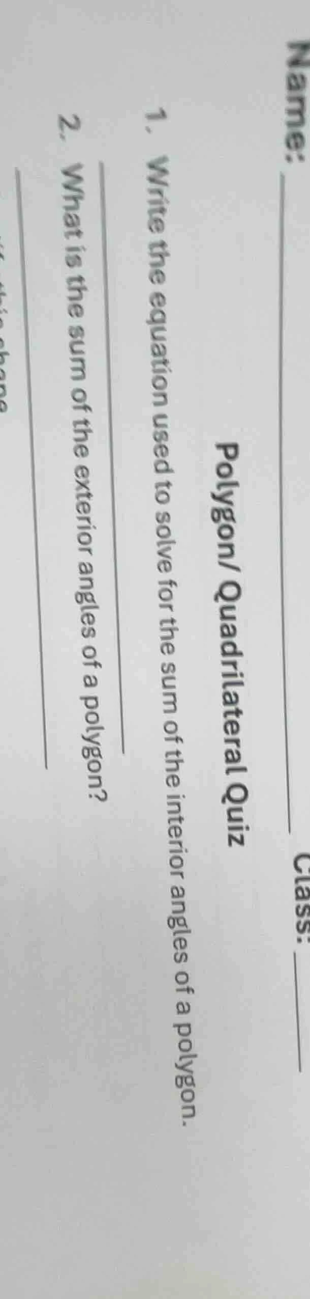 name: class: polygon/ quadrilateral quiz 1. write the equation used to …