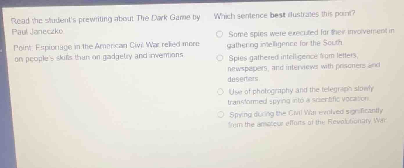 read the students prewriting about the dark game by paul janeczko. poin…