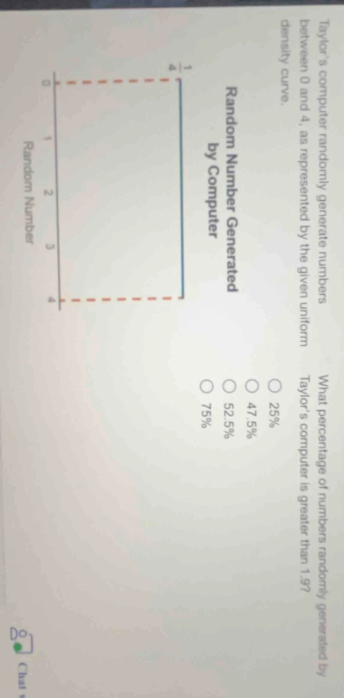 taylor’s computer randomly generate numbers between 0 and 4, as represe…