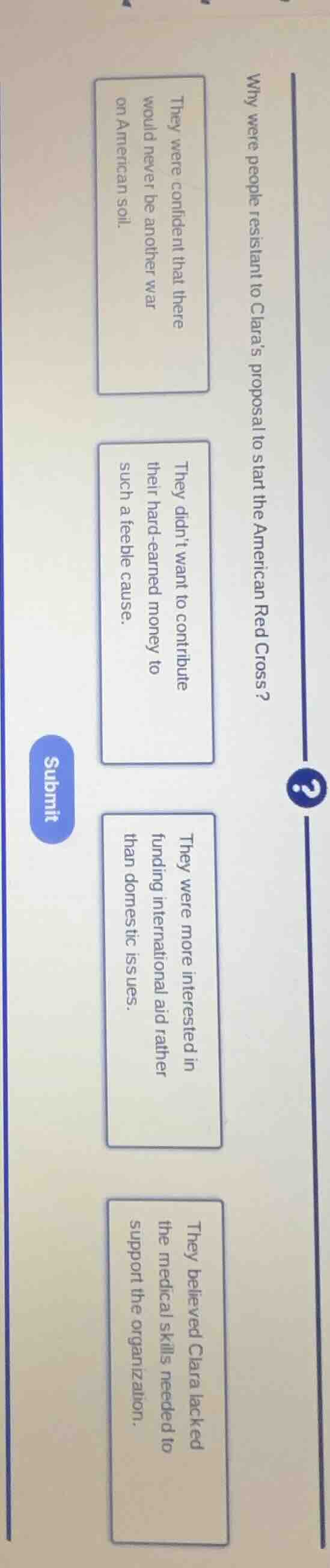 why were people resistant to claras proposal to start the american red …