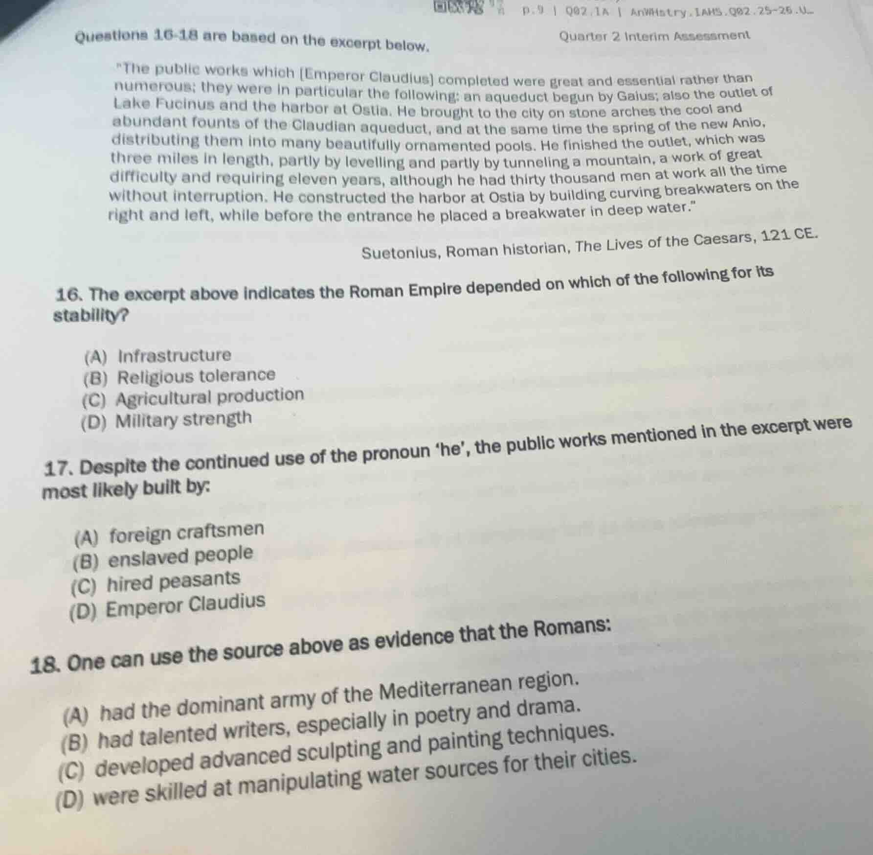 questions 16-18 are based on the excerpt below. \the public works which…