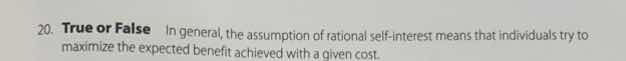 20. true or false in general, the assumption of rational self - interes…