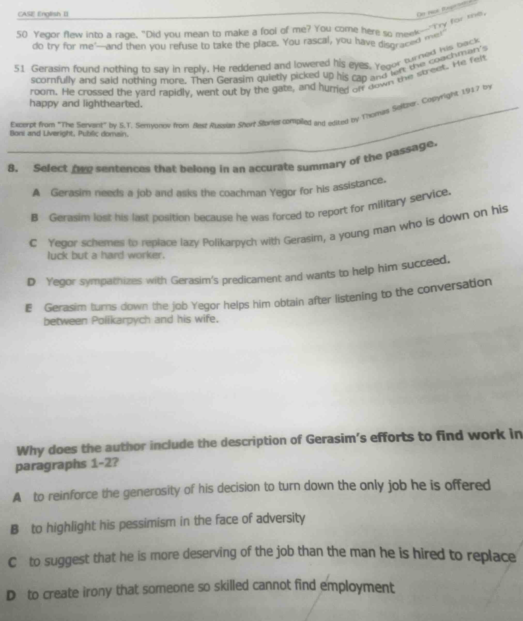 case english ii 50 yegor flew into a rage. \did you mean to make a fool…