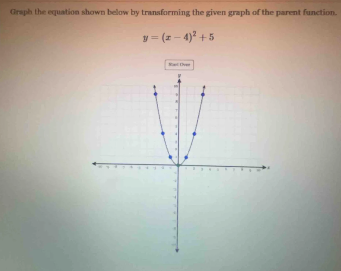 graph the equation shown below by transforming the given graph of the p…