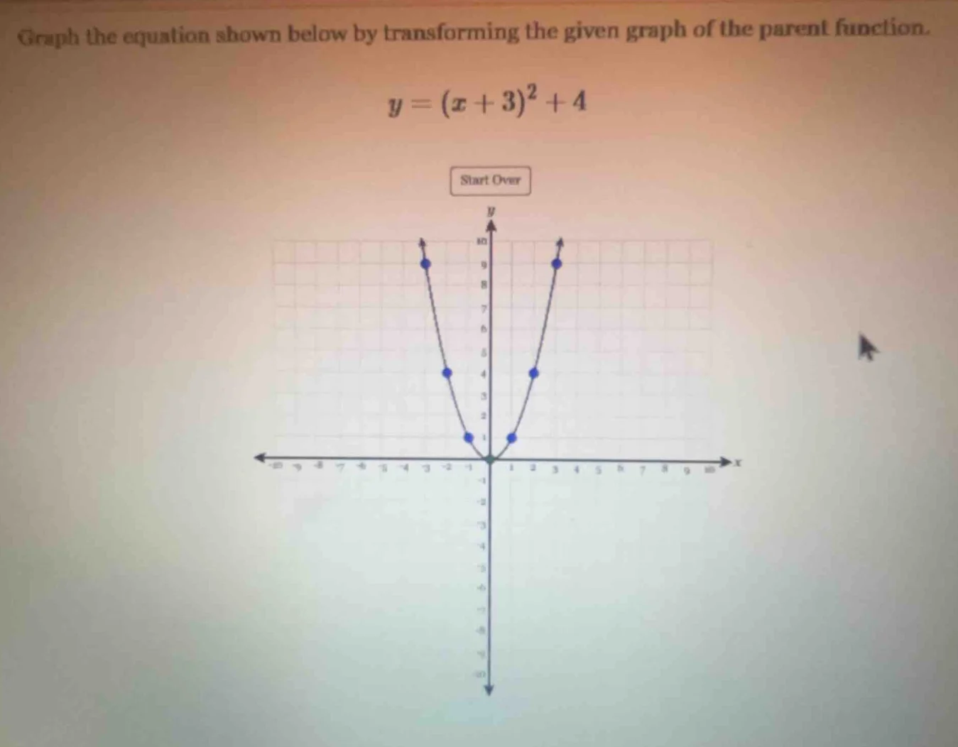 graph the equation shown below by transforming the given graph of the p…