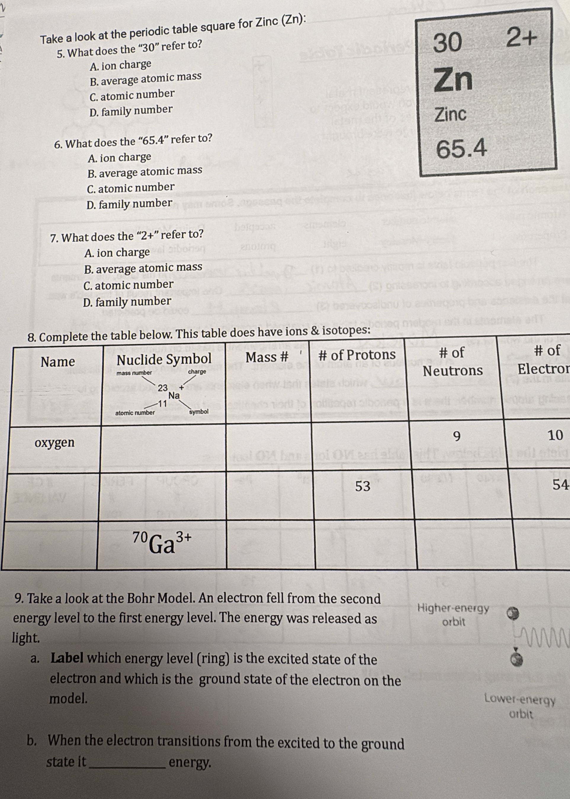 take a look at the periodic table square for zinc (zn): 5. what does th…