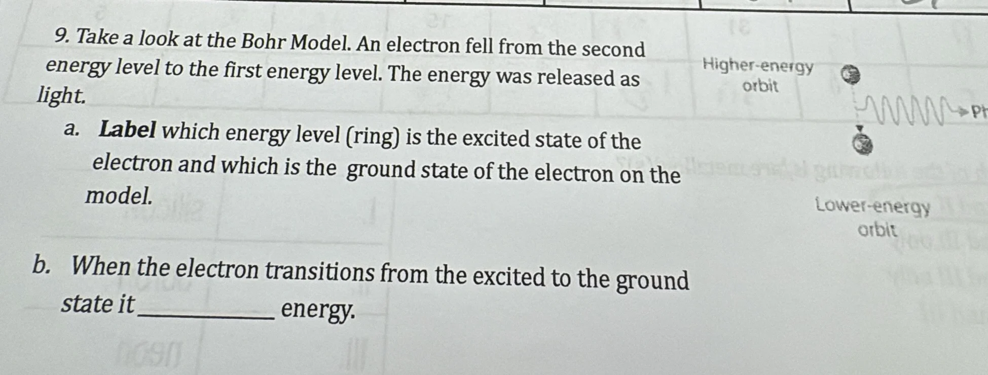 9. take a look at the bohr model. an electron fell from the second ener…