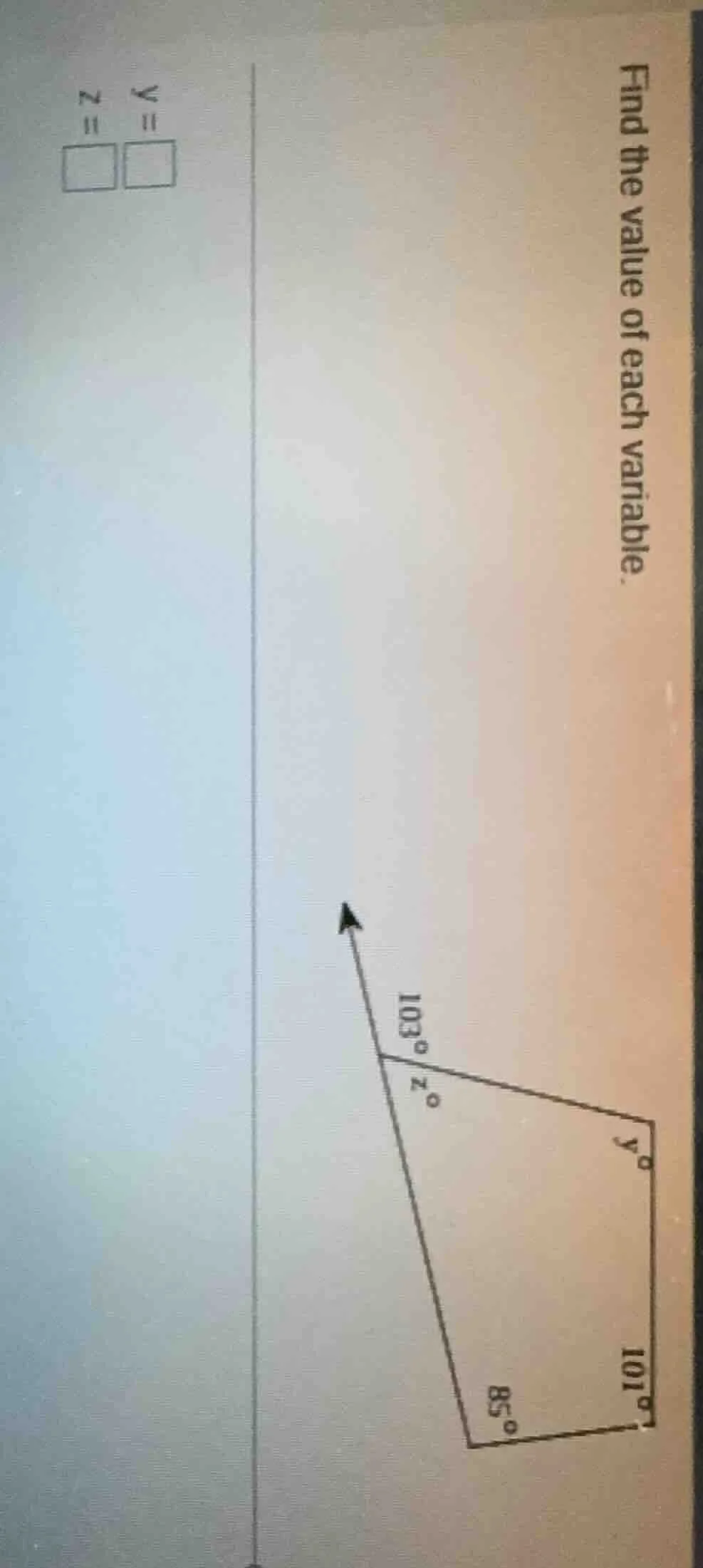 find the value of each variable. y = square z = square