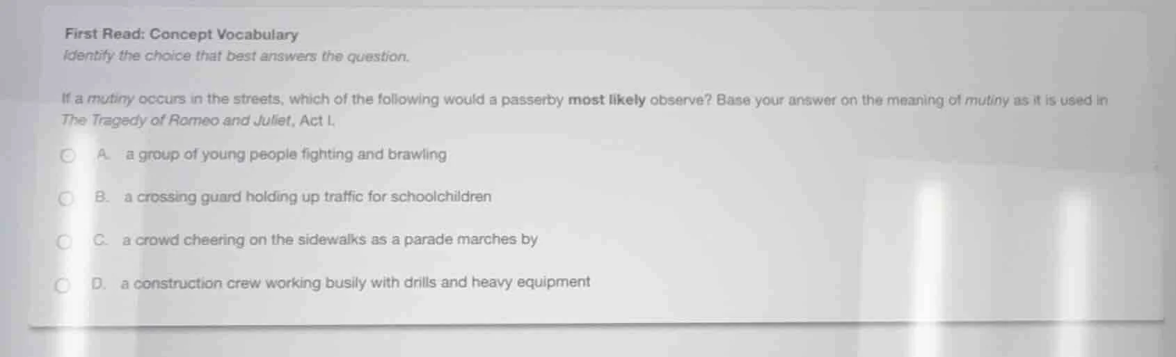 first read: concept vocabulary identify the choice that best answers th…