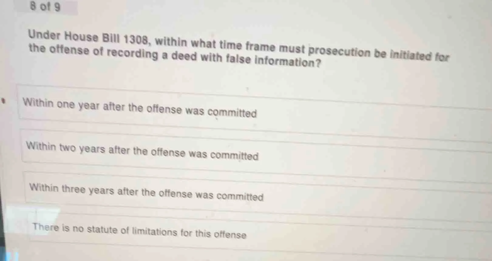 8 of 9 under house bill 1308, within what time frame must prosecution b…