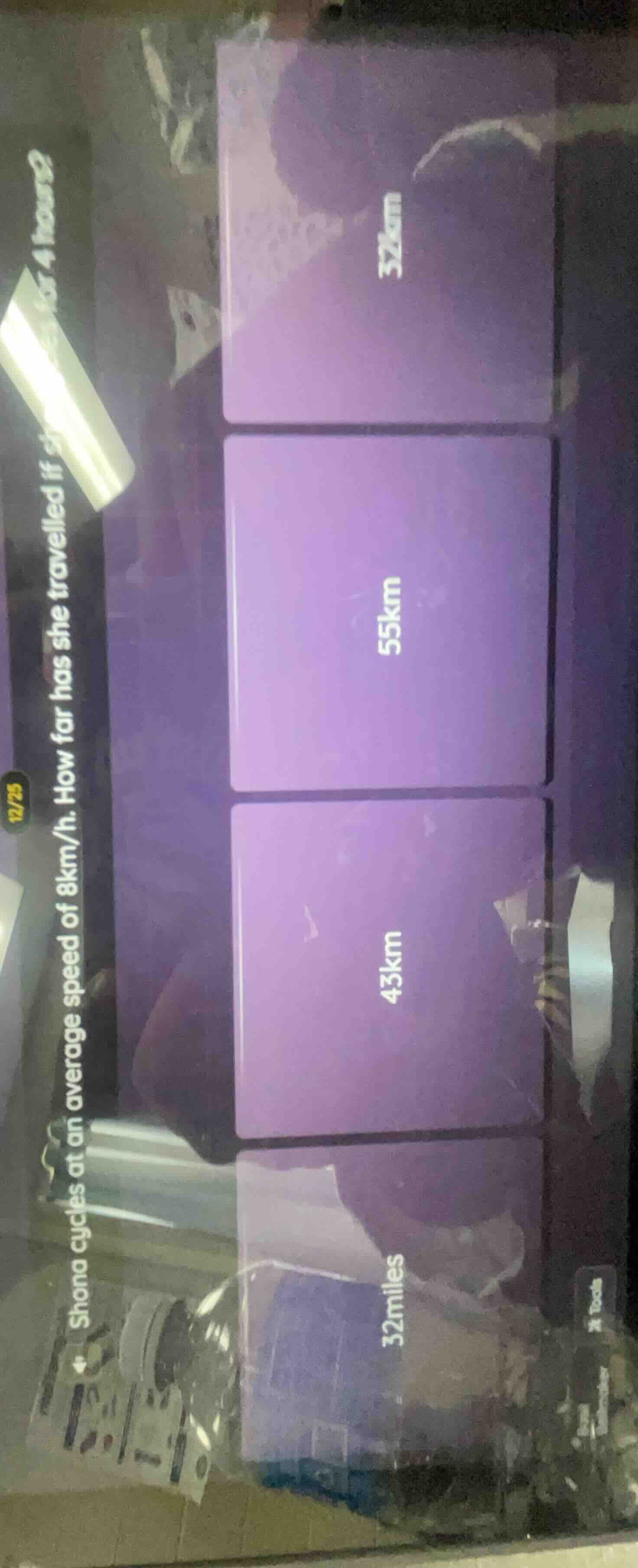 shona cycles at an average speed of 8km/h. how far has she travelled if…