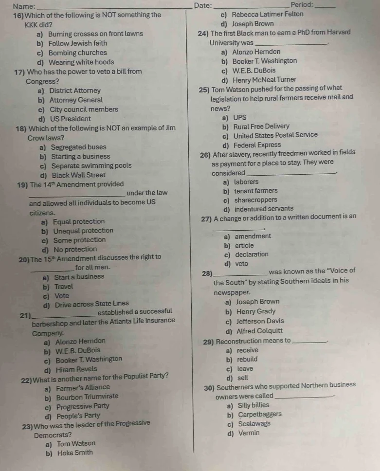 name: date: period: 16) which of the following is not something the kkk…