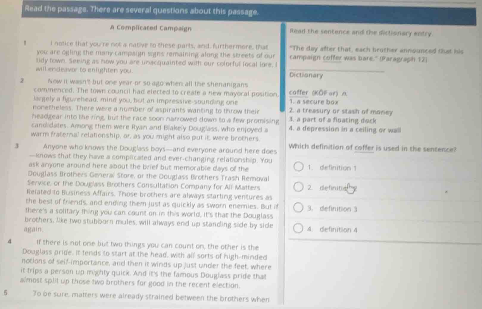read the passage. there are several questions about this passage. a com…