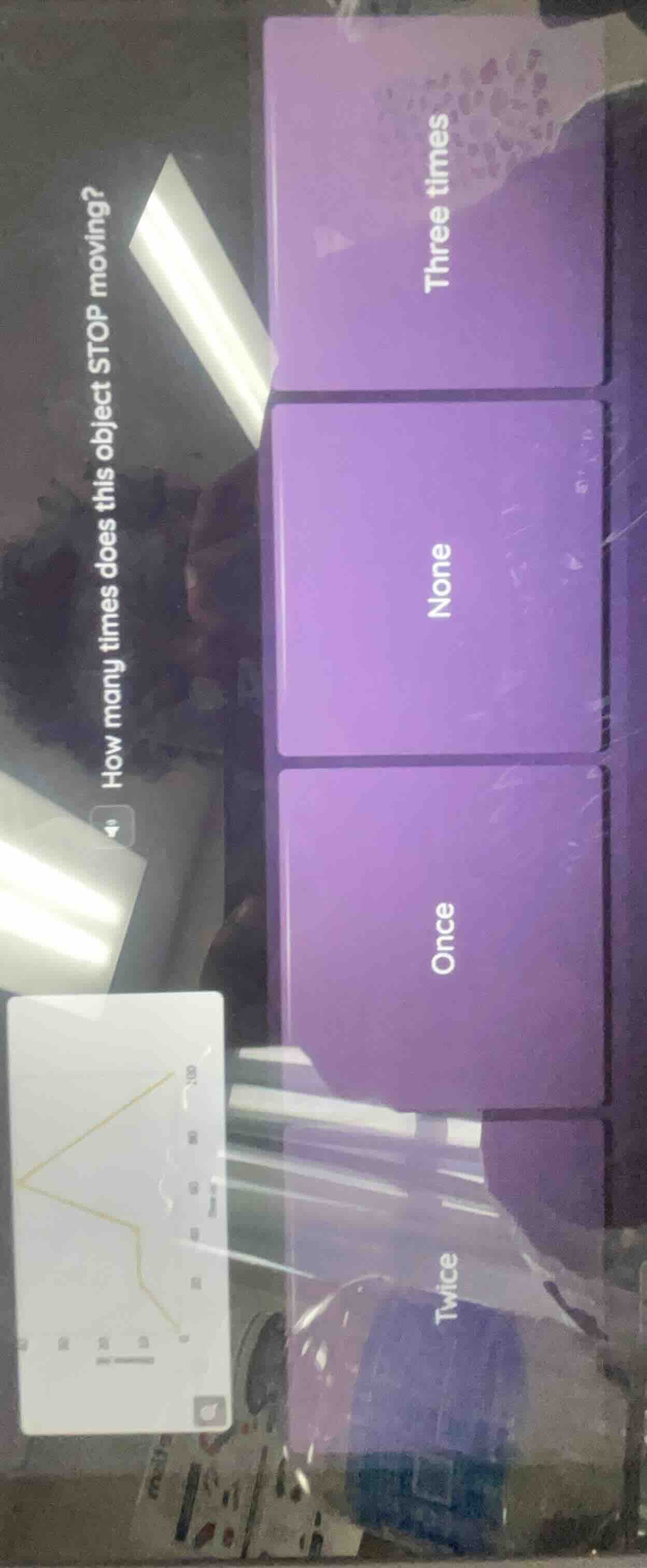 how many times does this object stop moving? options: once, none, three…