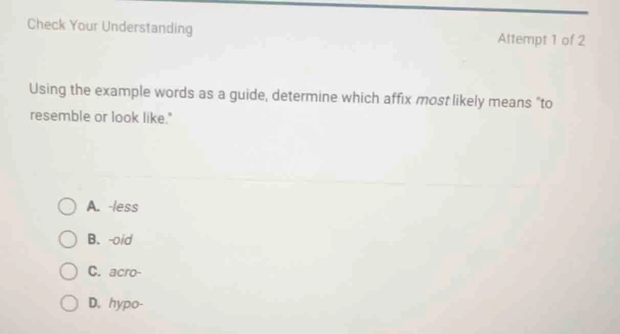 check your understanding attempt 1 of 2 using the example words as a gu…