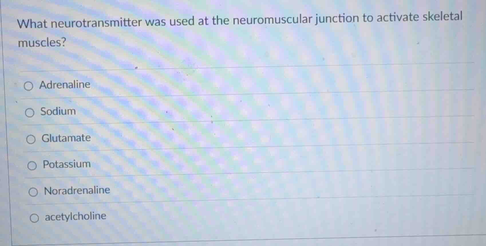 what neurotransmitter was used at the neuromuscular junction to activat…