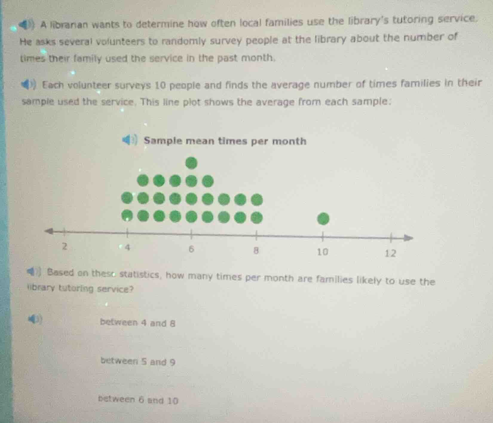 a librarian wants to determine how often local families use the library…