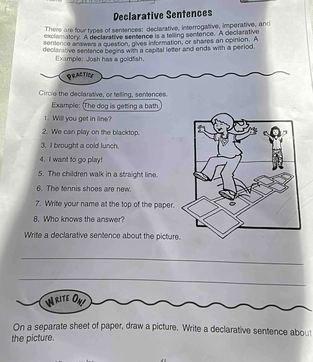 declarative sentences there are four types of sentences: declarative, i…