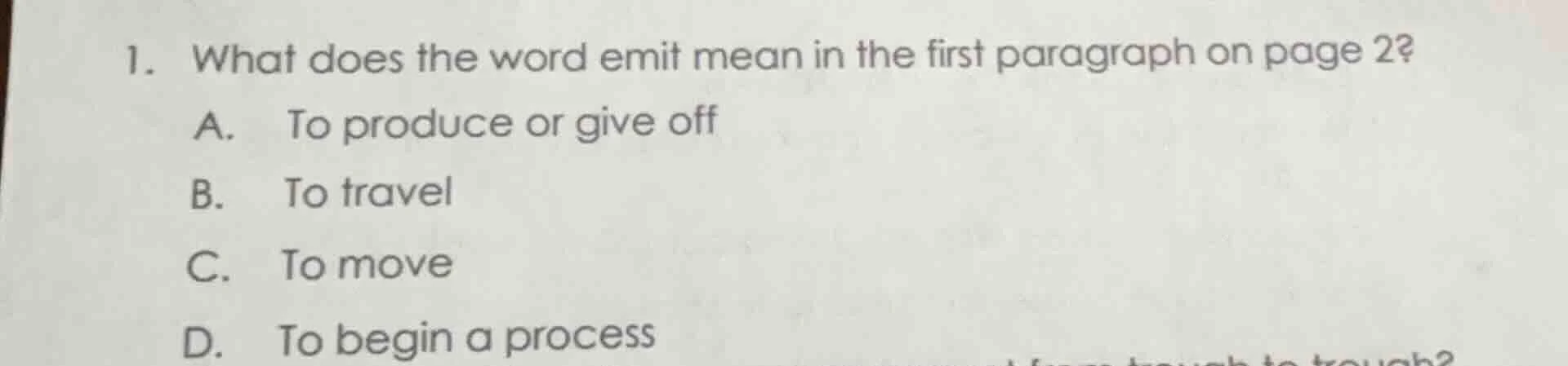 1. what does the word emit mean in the first paragraph on page 2? a. to…