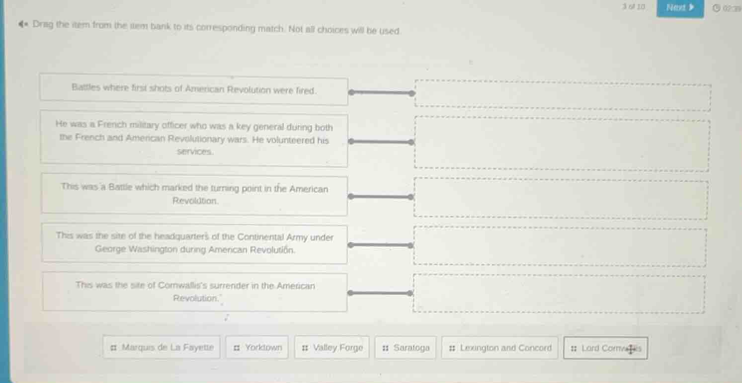 drag the item from the item bank to its corresponding match. not all ch…
