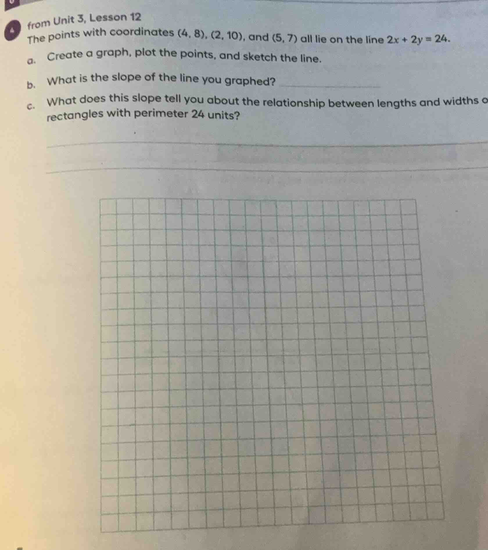 from unit 3, lesson 12 the points with coordinates (4, 8), (2, 10), and…