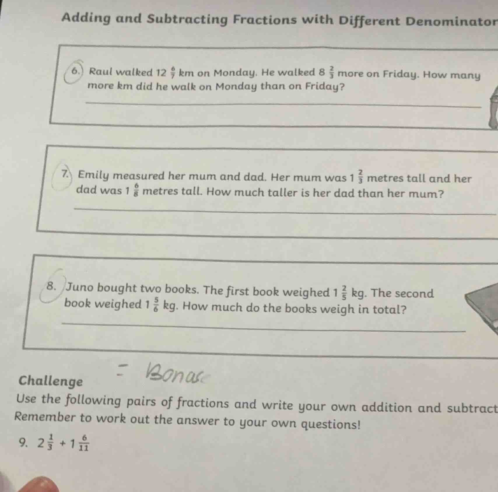 adding and subtracting fractions with different denominator 6. raul wal…