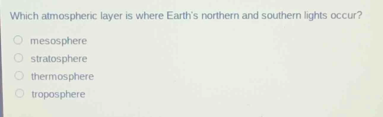 which atmospheric layer is where earths northern and southern lights oc…