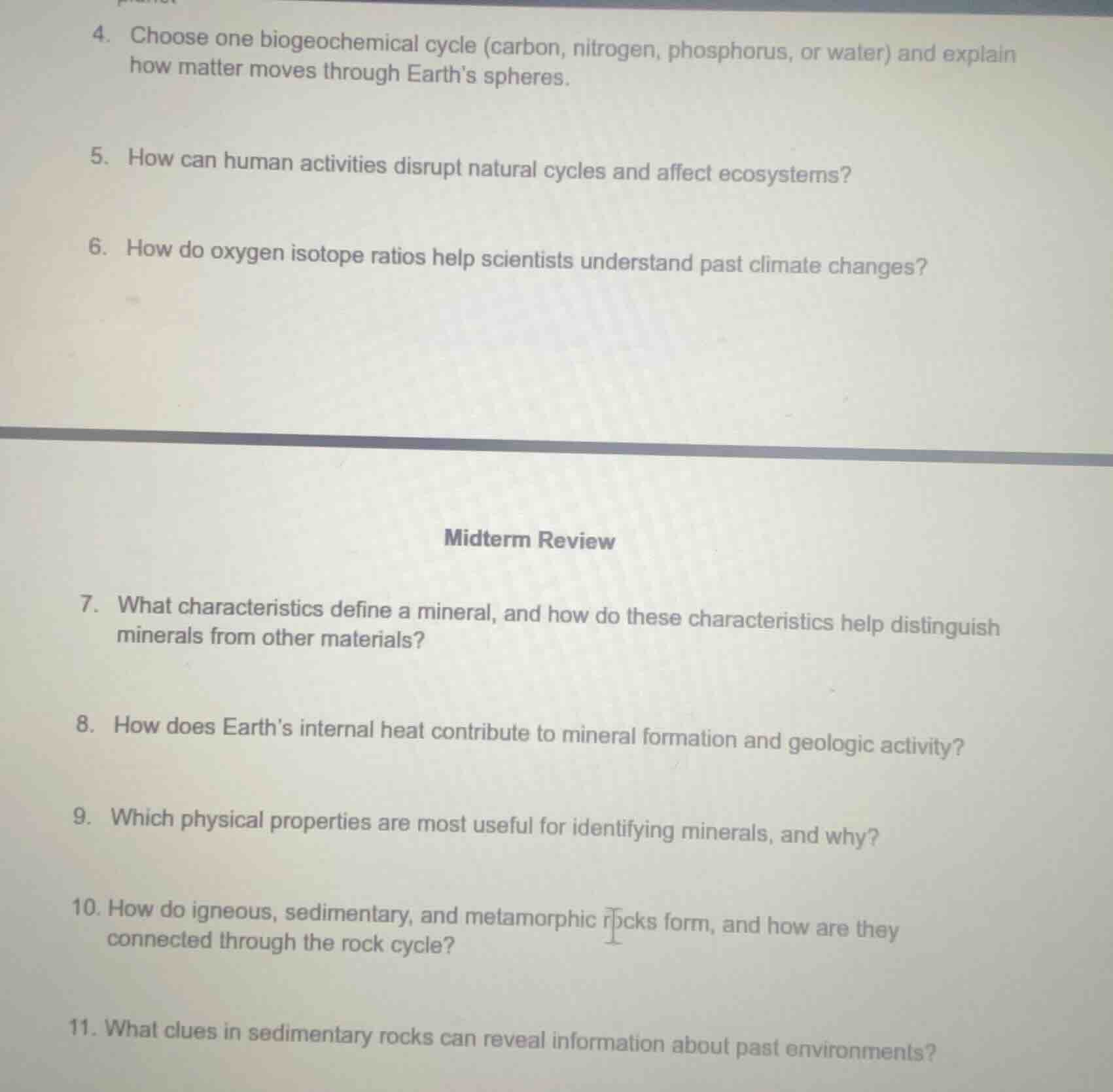 4. choose one biogeochemical cycle (carbon, nitrogen, phosphorus, or wa…