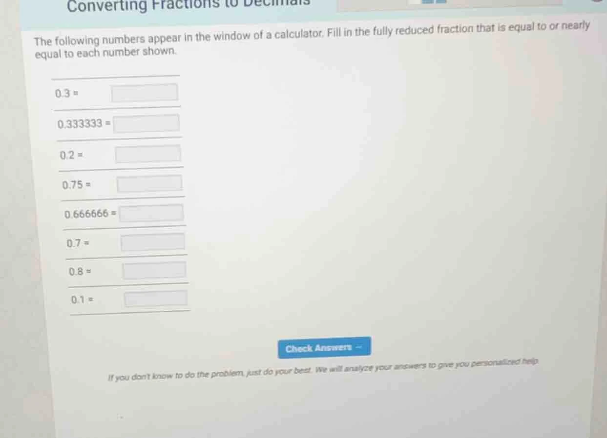 converting fractions to decimals the following numbers appear in the wi…