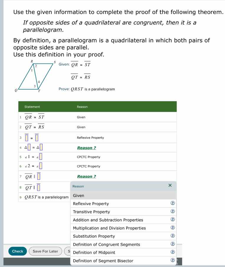 use the given information to complete the proof of the following theore…