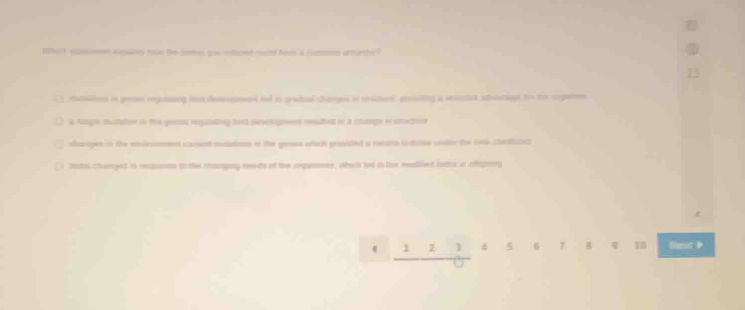 which statement explains how the bones give evolved most from a common …