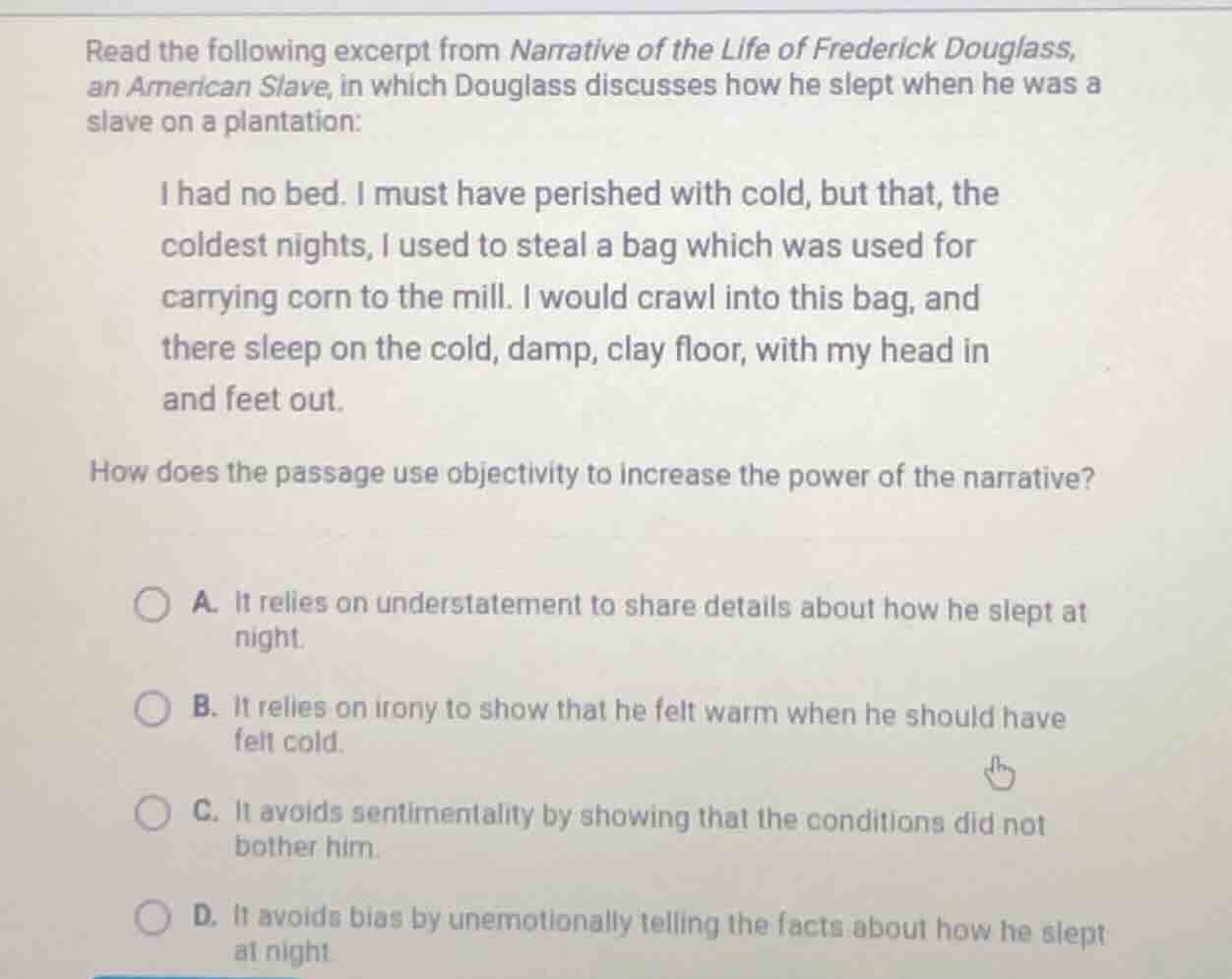 read the following excerpt from narrative of the life of frederick doug…