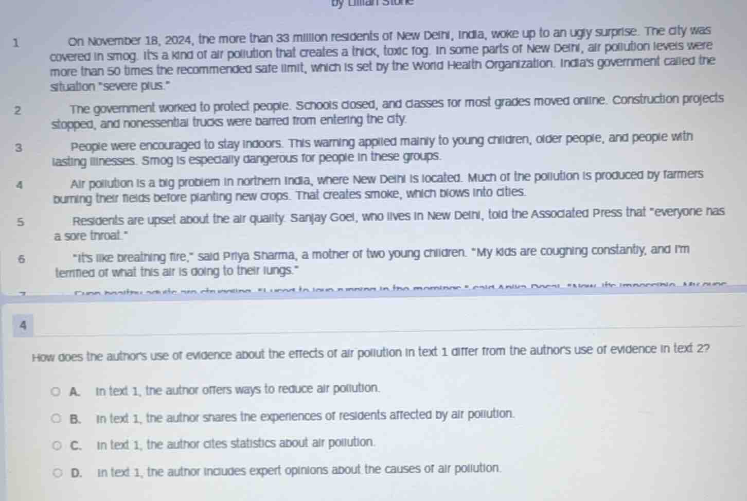 how does the author’s use of evidence about the effects of air pollutio…