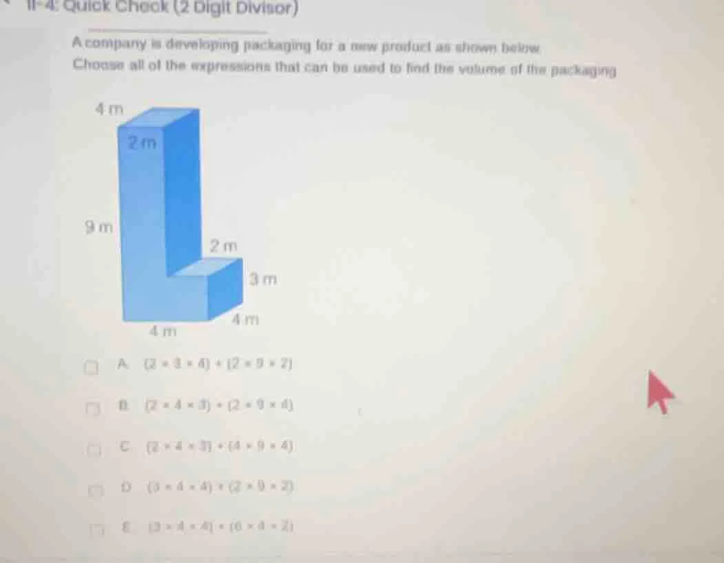 11-4 quick check (2 digit divisor) a company is developing packaging fo…