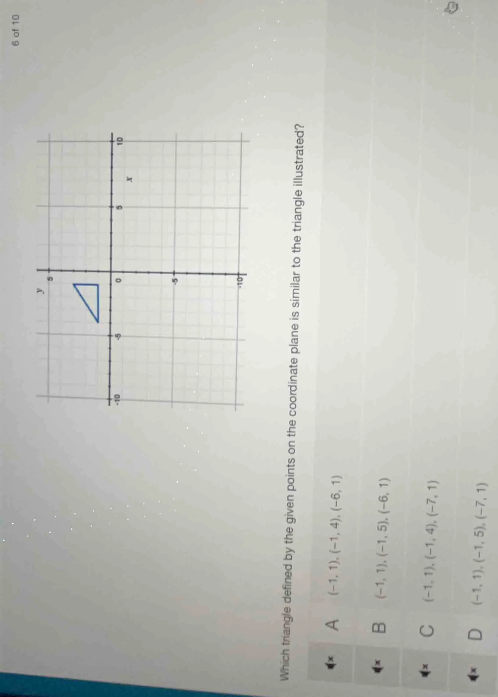which triangle defined by the given points on the coordinate plane is s…